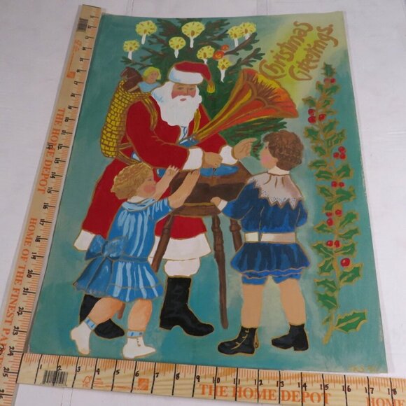 Hand painted Santa with Victrola and vintage clothing - Picture 6 of 7